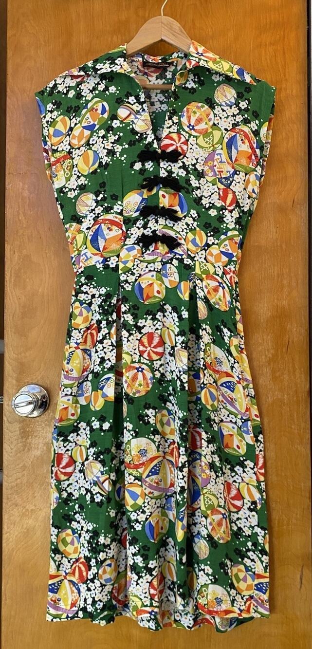 Trashy Diva Vintage Green Kimono Day Dress Frogs 40s Style Rayon Pinup Size 2